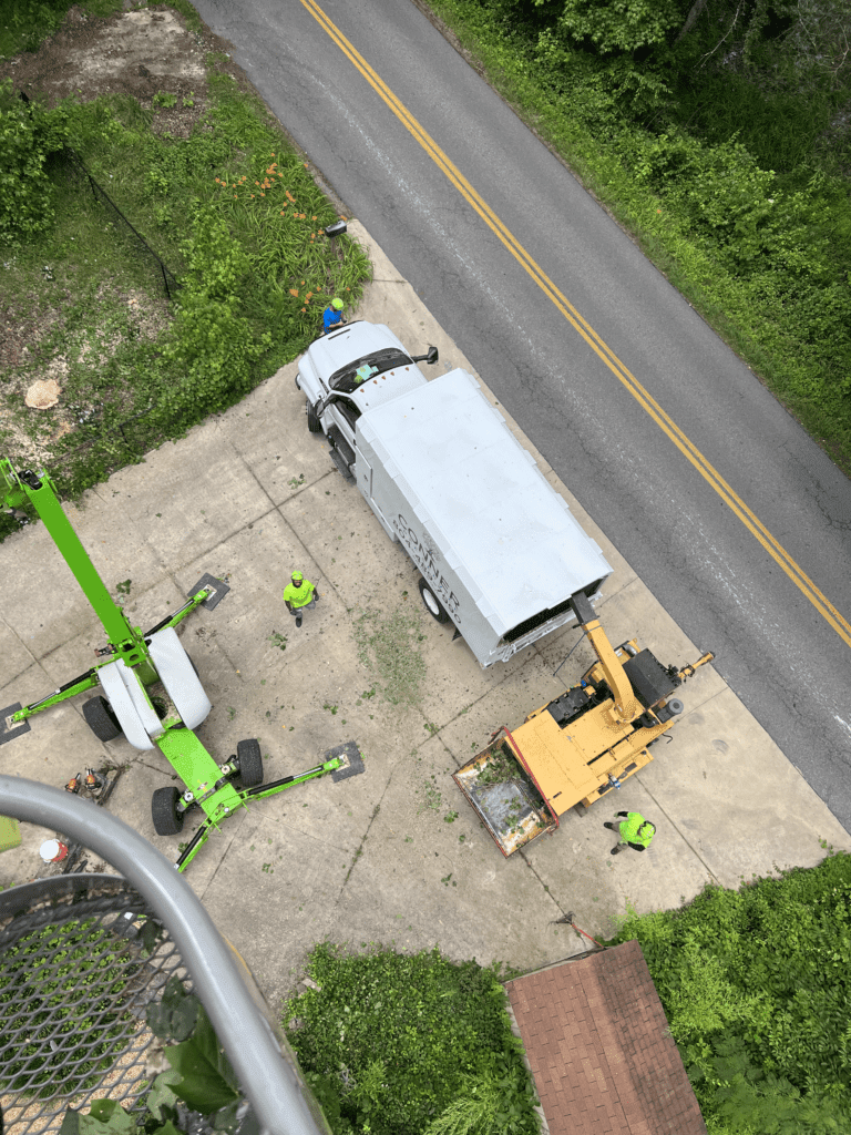 arial view of truck