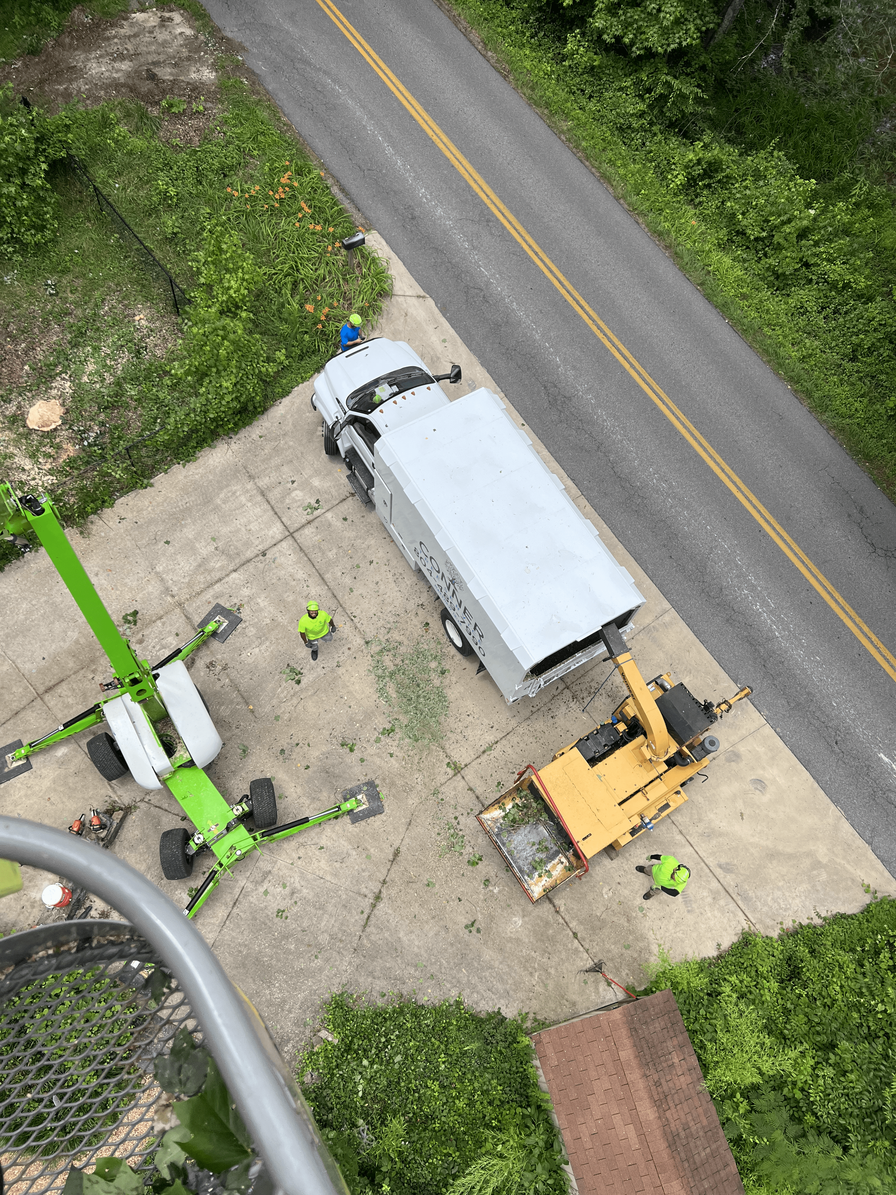 arial view of truck