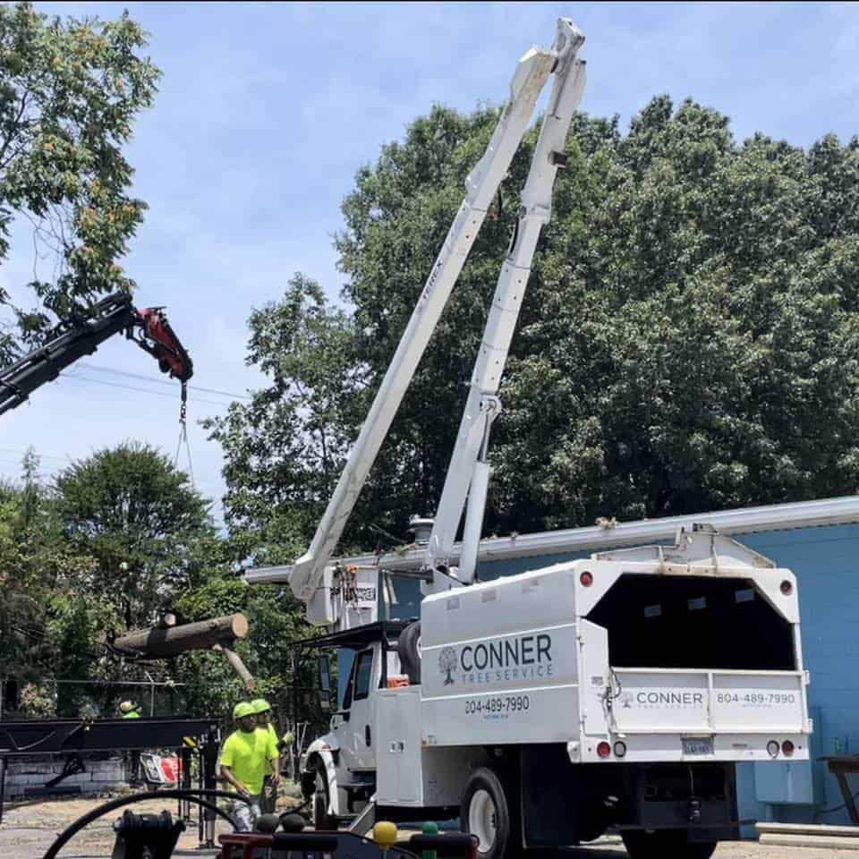 White Manlifter truck
